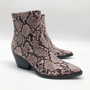 JEFFREY CAMPBELL Kelam Pink Snake-Embossed Bootie 